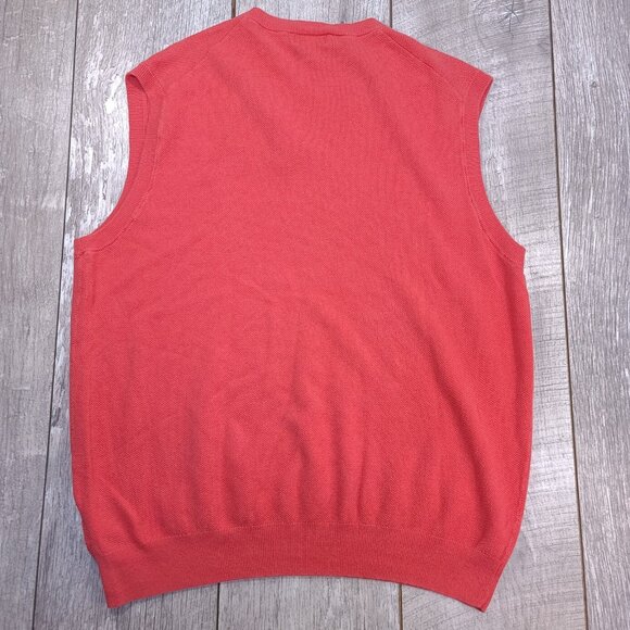 Brooks Brothers Sweater Vest Mens XL Pink Linen Blend V-Neck Pullover Golf Light - Picture 2 of 5
